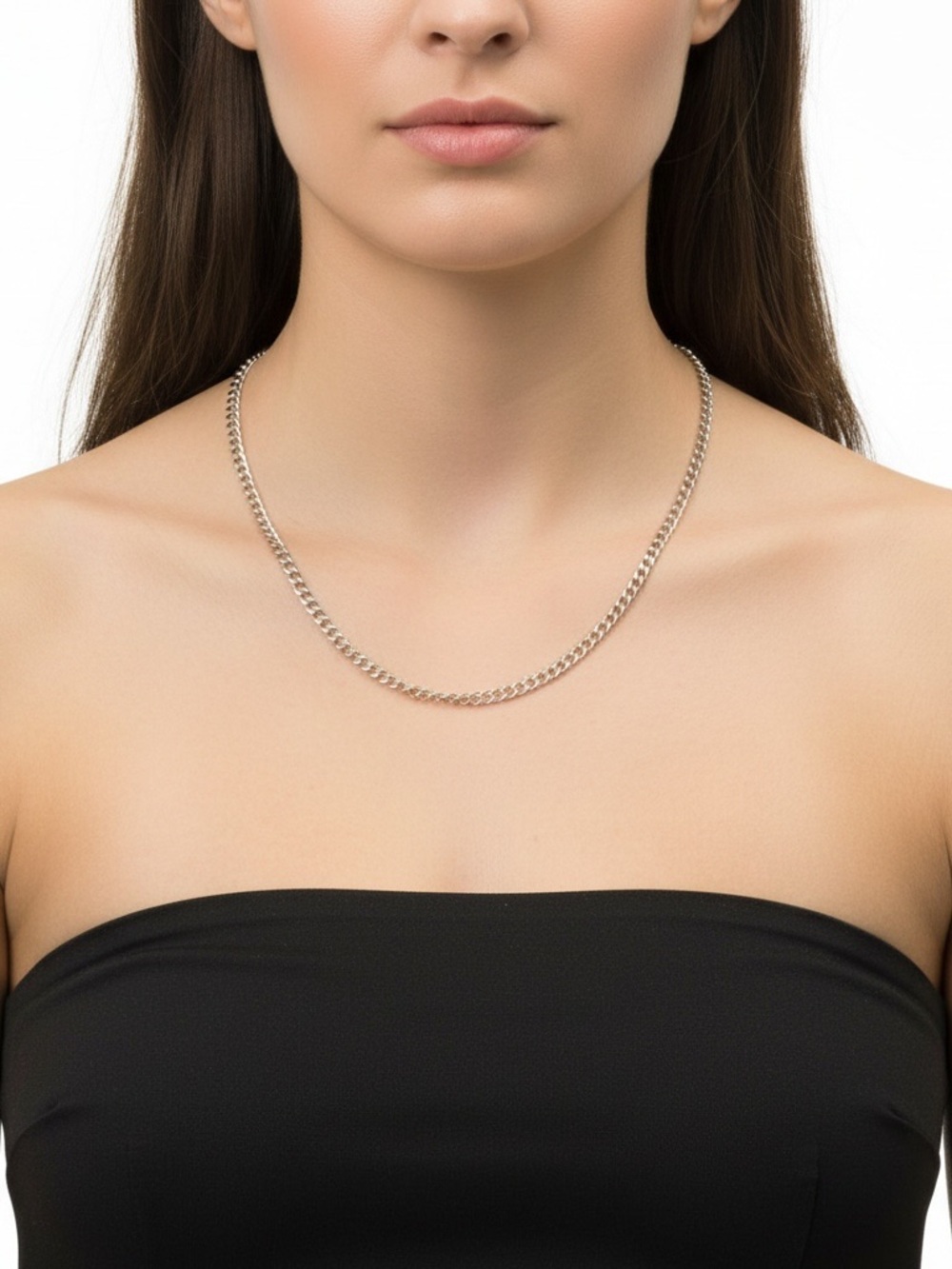 Source Unknown Sterling  Silver Cuban Link Necklace for Women